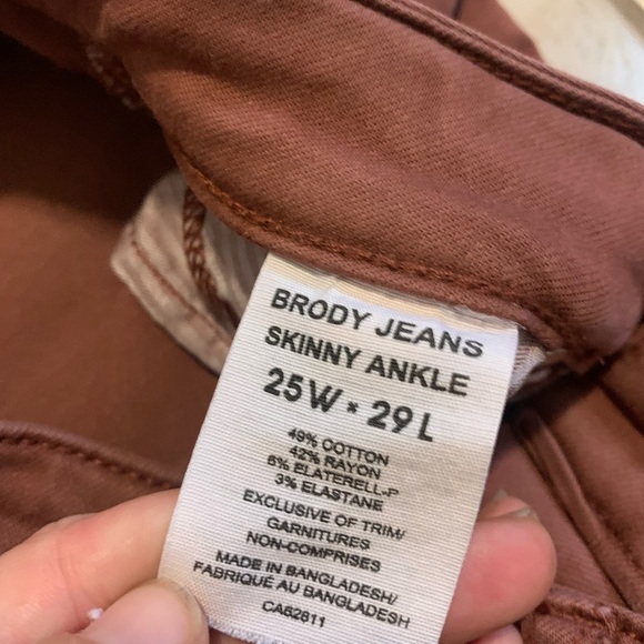 Brody Jeans Skinny Ankle Jeans - Rust/Burnt Sienna, Size 25W x 29L - Picture 3 of 6